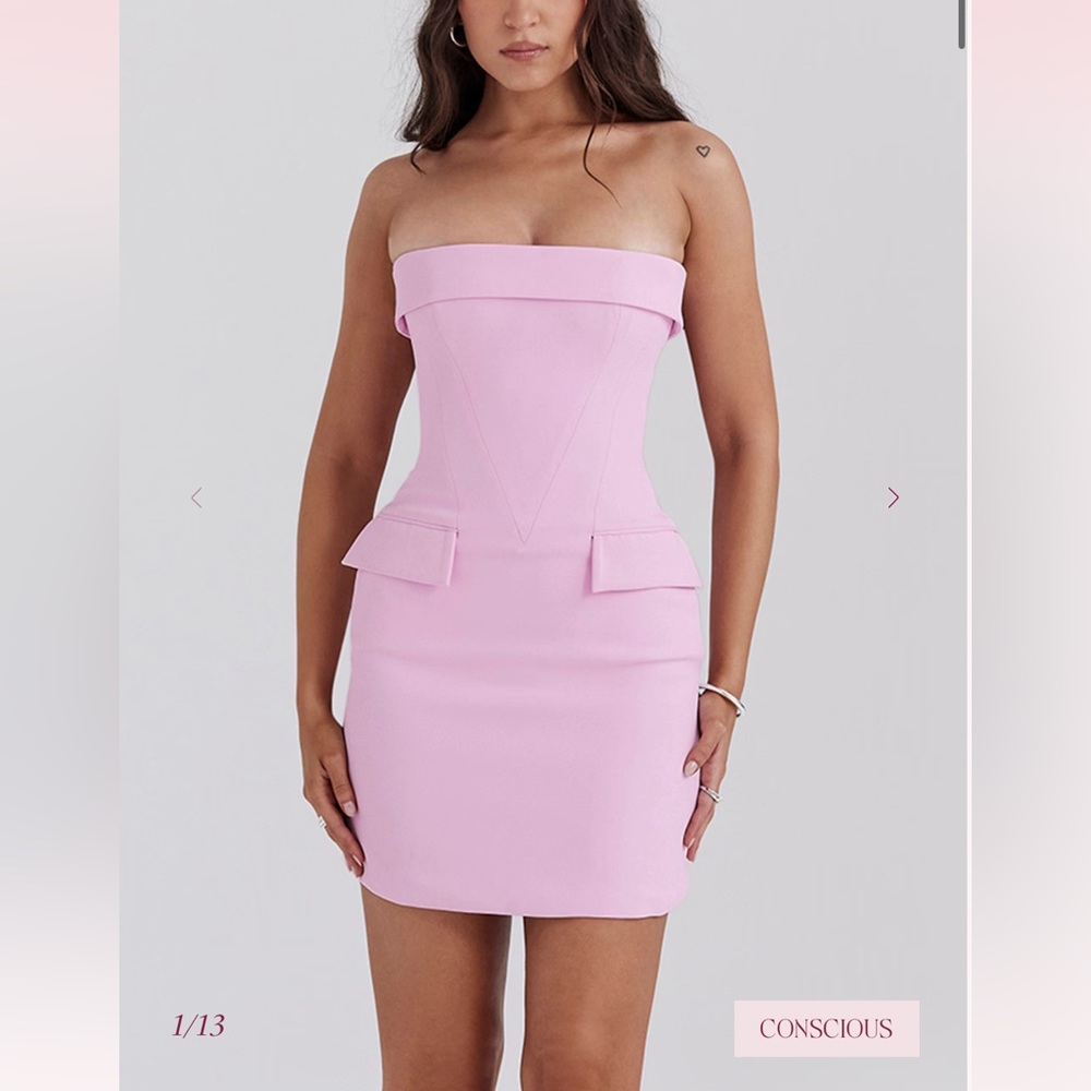 House of CB Pink Strapless Dress